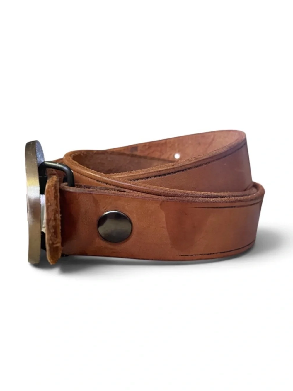 United States Marine Corps Tan Leather Belt w/Brass Aviator Buckle